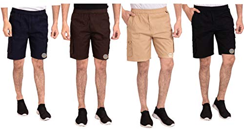 Trendy Dukaan - Men's Cotton Twill Shorts, 3XL Size, Brown, Black